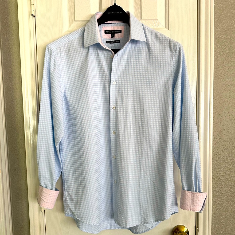 Report Collection-Men’s Long Sleeved, buttoned down dress shirt.